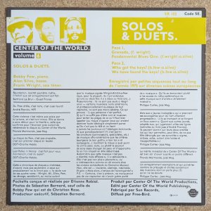 画像2: Bobby Few / Alan Silva / Frank Wright - Solos Duets
