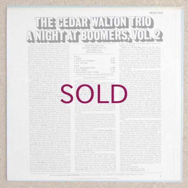 Cedar Walton / Night At Boomers Vol2 mr5022 :通販 ジャズ